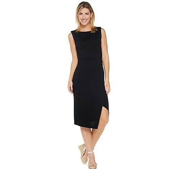 Lisa Rinna Collection Dress Side Ruched Midi NEW - Picture 1 of 6